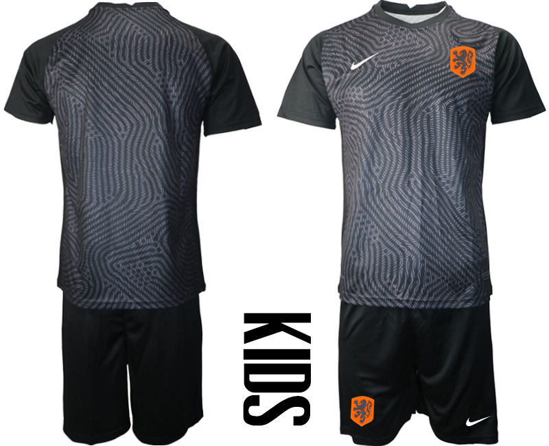 2021 European Cup Netherlands black Youth goalkeeper soccer jerseys->youth soccer jersey->Youth Jersey